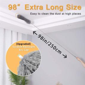 img 3 attached to Optimized Telescopic Microfiber Duster Set for High Ceiling and Gap Cleaning, Including 1 Extended Stainless Steel Pole and 3 Versatile Dusters, Machine Washable Cobweb Duster, Flexible & Bendable Dusting Head