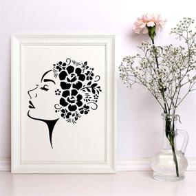 img 3 attached to 🌸 CINPIUK 12PCS Women Stencils: Floral Female Face & Inspirational Quote Bundle for DIY Home Wall Art Decor, Wood Sign Crafts on Wood, Wall, Tile, Canvas & Paper