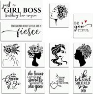 🌸 cinpiuk 12pcs women stencils: floral female face & inspirational quote bundle for diy home wall art decor, wood sign crafts on wood, wall, tile, canvas & paper logo