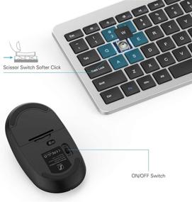 img 3 attached to Wireless Keyboard And Mouse Combo - Seenda Full Size Slim Thin Wireless Keyboard Mouse With On/Off Switch On Both Keyboard And Mouse - (Black And Silver)