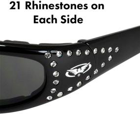 img 1 attached to 🕶️ Pack of 2 Women's Motorcycle Padded Sunglasses – Clear & Smoked Rhinestone Shades with Vented EVA Foam Padding and UV400 Filters for Optimum UV Protection