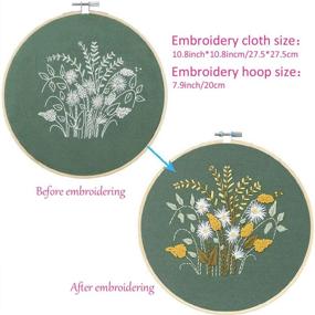 img 2 attached to 🧵 Ruecce 3 Sets Stamped Embroidery Kit for Beginners | Starter Kit with Floral Patterns, Embroidery Hoop, Color Threads, Needles, and Thread Snips