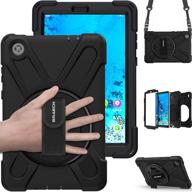 📱 lenovo smart tab m8 case - heavy duty rugged shockproof hard case with carrying shoulder strap, handle hand strap, built-in kickstand for lenovo tab m8 hd 8.0 inch tablet (tb-8505f/8505x) - black logo