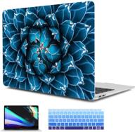 🌵 cisoo agave cactus case: stylish magic floral cover for macbook air 13" with retina display & touch id - blue flowers, 2018-2020 release, model a2337 m1 a2179 a1932 logo