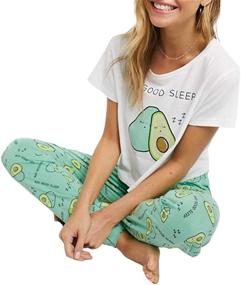 img 1 attached to Lveberw Avocado Pajamas Set: Women's Cute PJs with Sweatpants & Short Sleeves - Comfy Sleepwear Joggers!