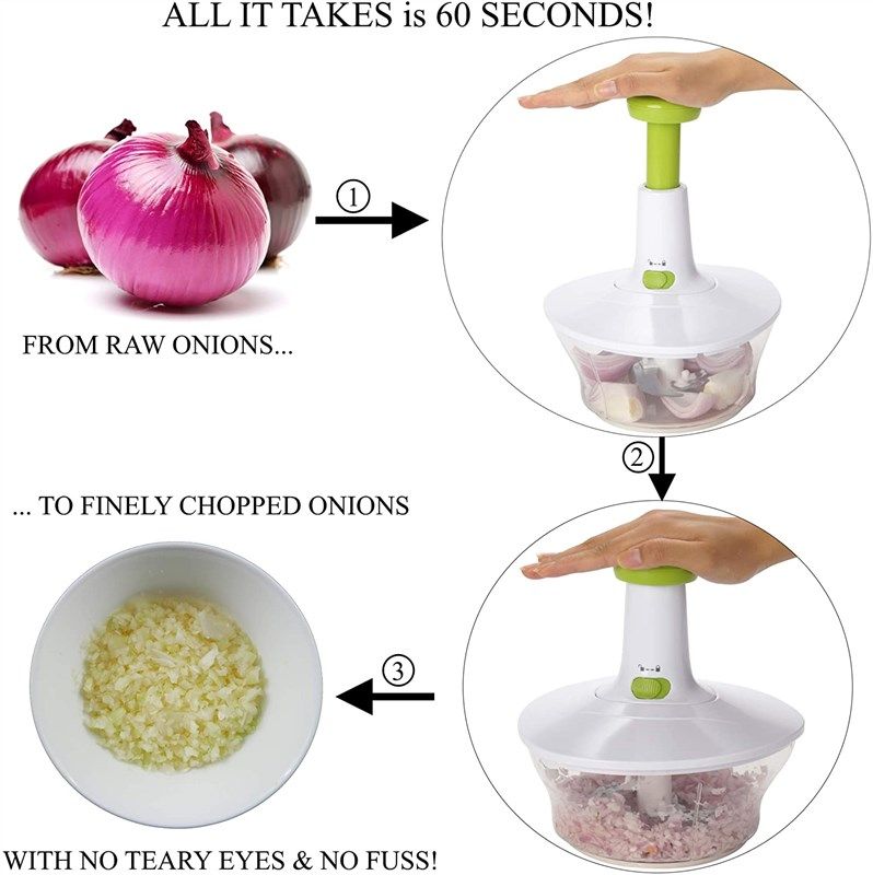 Brieftons Manual Food Chopper, Compact & Powerful Hand Held Vegetable  Chopper / Blender to Chop Fruits / Vegetables / Nuts /