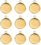 🔶 100 pieces stainless steel round bezel blank pendant trays for jewelry making and diy crafts - fits 12mm, gold logo