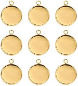 img 4 attached to 🔶 100 Pieces Stainless Steel Round Bezel Blank Pendant Trays for Jewelry Making and DIY Crafts - Fits 12mm, Gold