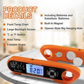 img 1 attached to 🍊 Orange Digital Instant-Read Food Temperature-Probe Meat Thermometer - with Magnet Calibration, Waterproof for Kitchen Cooking Grill BBQ Oven, Candy Thermometer