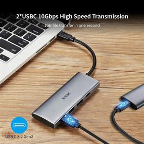 img 1 attached to 🔌 SSK USB C 10Gbps Hub: 4-in-1 Multiport Adapter for iMac/MacBook/Pro/Air/Surface Pro and More Type C Devices - with 2 USB C and 2 USB A 10Gbps Ports