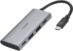 img 4 attached to 🔌 SSK USB C 10Gbps Hub: 4-in-1 Multiport Adapter for iMac/MacBook/Pro/Air/Surface Pro and More Type C Devices - with 2 USB C and 2 USB A 10Gbps Ports