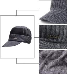 img 1 attached to 🧢 YOYEAH Men's Outdoor Newsboy Hat Winter Warm Thicken Knit Beanie Cap Fleece Lined Skull Ski Cap with Visor