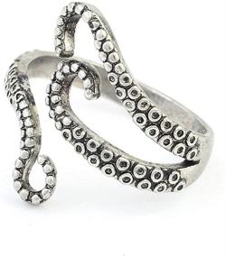 img 1 attached to 🦑 Gothic Deep Sea Monster Squid Octopus Tentacles Adjustable Finger Ring - MIXIA Titanium Steel Jewelry