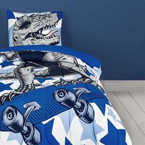 img 2 attached to Dino-Filled Dreams: Sleeping Partners Kids 2 Piece Character Bedding Set - Twin Comforter & Pillowcase, Dinosaur Themed