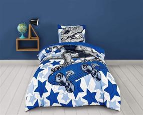 img 3 attached to Dino-Filled Dreams: Sleeping Partners Kids 2 Piece Character Bedding Set - Twin Comforter & Pillowcase, Dinosaur Themed