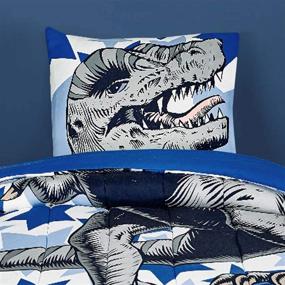 img 1 attached to Dino-Filled Dreams: Sleeping Partners Kids 2 Piece Character Bedding Set - Twin Comforter & Pillowcase, Dinosaur Themed