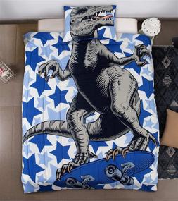 img 4 attached to Dino-Filled Dreams: Sleeping Partners Kids 2 Piece Character Bedding Set - Twin Comforter & Pillowcase, Dinosaur Themed