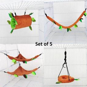 img 3 attached to 🐹 Petmolico 5 Piece Hamster Hammock Bundle - Small Animal Hanging Bed, Tunnel, Swing, and Jungle Set Cage Accessories for Sugar Gliders, Squirrels, and Hamsters - Pack of 5, Brown