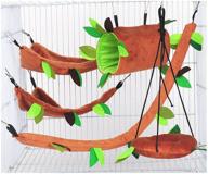 🐹 petmolico 5 piece hamster hammock bundle - small animal hanging bed, tunnel, swing, and jungle set cage accessories for sugar gliders, squirrels, and hamsters - pack of 5, brown logo