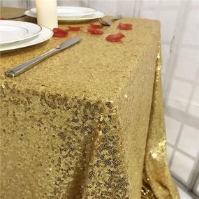 img 4 attached to 💫 Trlyc 55"X55" Seamless Gold Sequin Tablecloth: Sparkly Shimmer Decoration for Wedding Party