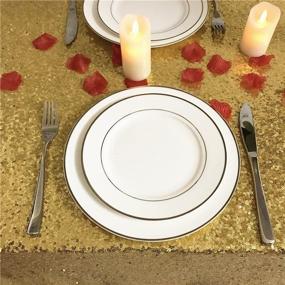 img 3 attached to 💫 Trlyc 55"X55" Seamless Gold Sequin Tablecloth: Sparkly Shimmer Decoration for Wedding Party