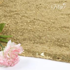 img 2 attached to 💫 Trlyc 55"X55" Seamless Gold Sequin Tablecloth: Sparkly Shimmer Decoration for Wedding Party