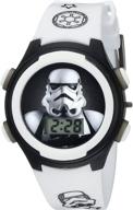 star wars kids' stm3488 white analog quartz watch with digital display logo