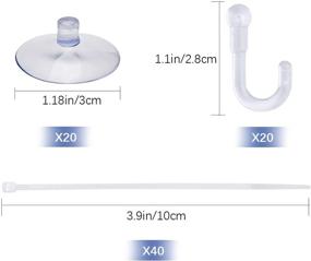 img 3 attached to 🐠 SAVITA 20 Piece Aquarium Suction Cups with Removable Hooks + 40 Adjustable Zip Ties - Ideal for Binding Moss, Plants, and Shrimp Nest in Fish Tank