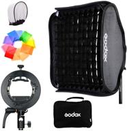 📸 набор godox s2 speedlite bracket softbox grid для godox v1, ad200pro, ad200, ad400pro с креплением bowens mount - 32" х 32" (80см х 80см), v860ii, tt350, w/pergear diffuser логотип