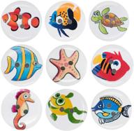 dfyouhome colorful sea animals pattern wooden sewing buttons, 20mm size, 2 holes round craft buttons for diy sewing crafts, children's manual resin button painting (sea100pcs) logo