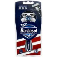 🪒 barbasol ultra 6 plus men's razor: 2 refills, 1 handle + 2 cartridges logo