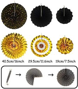img 1 attached to 🎉 Black and Gold Party Decorations Kit - ZERODECO - Confetti Balloons, Folding Fans, Paper Pompoms, Bunting Flags, Garlands - Ideal for Graduation, Wedding, Birthday Parties - Photo Backdrop Party Decorations