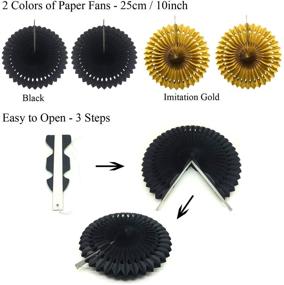 img 2 attached to 🎉 Black and Gold Party Decorations Kit - ZERODECO - Confetti Balloons, Folding Fans, Paper Pompoms, Bunting Flags, Garlands - Ideal for Graduation, Wedding, Birthday Parties - Photo Backdrop Party Decorations