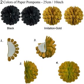 img 3 attached to 🎉 Black and Gold Party Decorations Kit - ZERODECO - Confetti Balloons, Folding Fans, Paper Pompoms, Bunting Flags, Garlands - Ideal for Graduation, Wedding, Birthday Parties - Photo Backdrop Party Decorations
