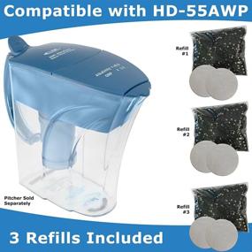 img 3 attached to 💧 AMI Alkaline Water Pitcher Filter HD-55AWP Refill Kit, 3 Pack – Filtration Carbon, Alkaline Minerals, and Sediment Filter Replacements