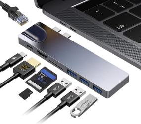 img 4 attached to SHARLLEN USB C Hub for Mac book Pro - 8 in 2 Adapter with Ethernet, HDMI, USB 3.0, SD & TF Card Reader, Thunderbolt 3 Port