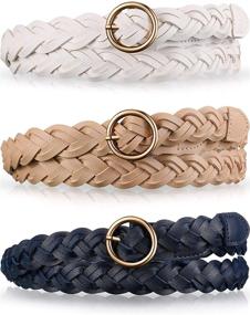 img 4 attached to Pieces Womens Braided Leather Skinny Women's Accessories