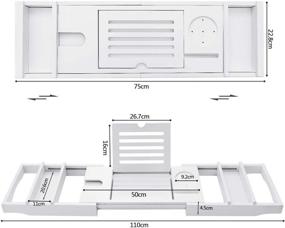 img 3 attached to 🛁 HBlife Bathtub Caddy Tray: Durable, Non-Slip Organizer with Extending Sides for One or Two People, Fits Any Tub, Includes Cellphone iPad and Wineglass Holder, Free Soap Holder Included - White