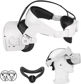 img 4 attached to 🎮 Oculus Quest 2 Halo Strap and Silicone Face Cover: Adjustable Replacement for Quest 2 Elite Strap, Relieve Face Pressure & Enhance Comfort - White Oculus Quest 2 VR Accessories Head Strap