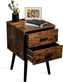 img 1 attached to 🛋️ TianLang Nightstand - Industrial Side Table with 2 Drawers, Stable Wooden Legs - Retro Brown LJET003A - ideal for Living Room décor