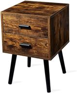 🛋️ tianlang nightstand - industrial side table with 2 drawers, stable wooden legs - retro brown ljet003a - ideal for living room décor logo