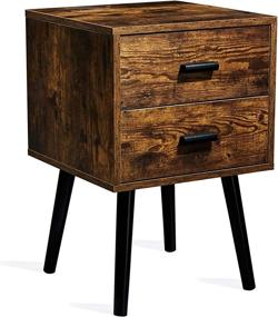 img 3 attached to 🛋️ TianLang Nightstand - Industrial Side Table with 2 Drawers, Stable Wooden Legs - Retro Brown LJET003A - ideal for Living Room décor