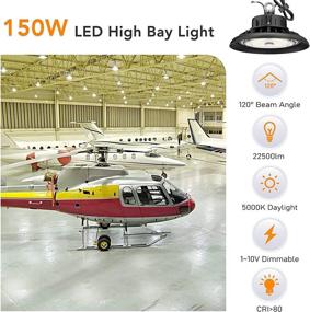 img 3 attached to 💡 Commercial Grade High Bay Light: UFO LED Light 15,000lm (400W HID/HPS Equiv.), 1-10V Dimmable, IP65 Waterproof, 5000K - Perfect for Workshop, Warehouse, Factory (100W-Black)
