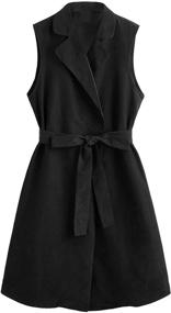 img 4 attached to SheIn Womens Sleeveless Cardigan Apricot Women's Clothing and Coats, Jackets & Vests