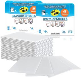 img 4 attached to 🧹 Thin Magic Eraser Sheets: 96 Count Disposable Cleaning Sheets for Kitchen, Bathroom, & Outdoor Surfaces