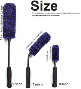 img 3 attached to 🔵 brushdepot Car Wheel Brushes 3-Piece Kit – Angled Rim Brush & Tire Woolies Set (Blue)