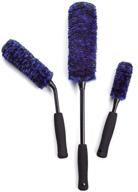 🔵 brushdepot car wheel brushes 3-piece kit – angled rim brush & tire woolies set (blue) logo