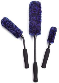 img 4 attached to 🔵 brushdepot Car Wheel Brushes 3-Piece Kit – Angled Rim Brush & Tire Woolies Set (Blue)