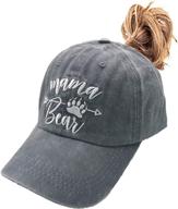 🧢 mama bear ponytail hat: a distressed baseball cap with embroidered messy high bun логотип