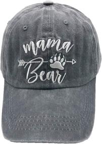 img 3 attached to 🧢 Mama Bear Ponytail Hat: A Distressed Baseball Cap with Embroidered Messy High Bun